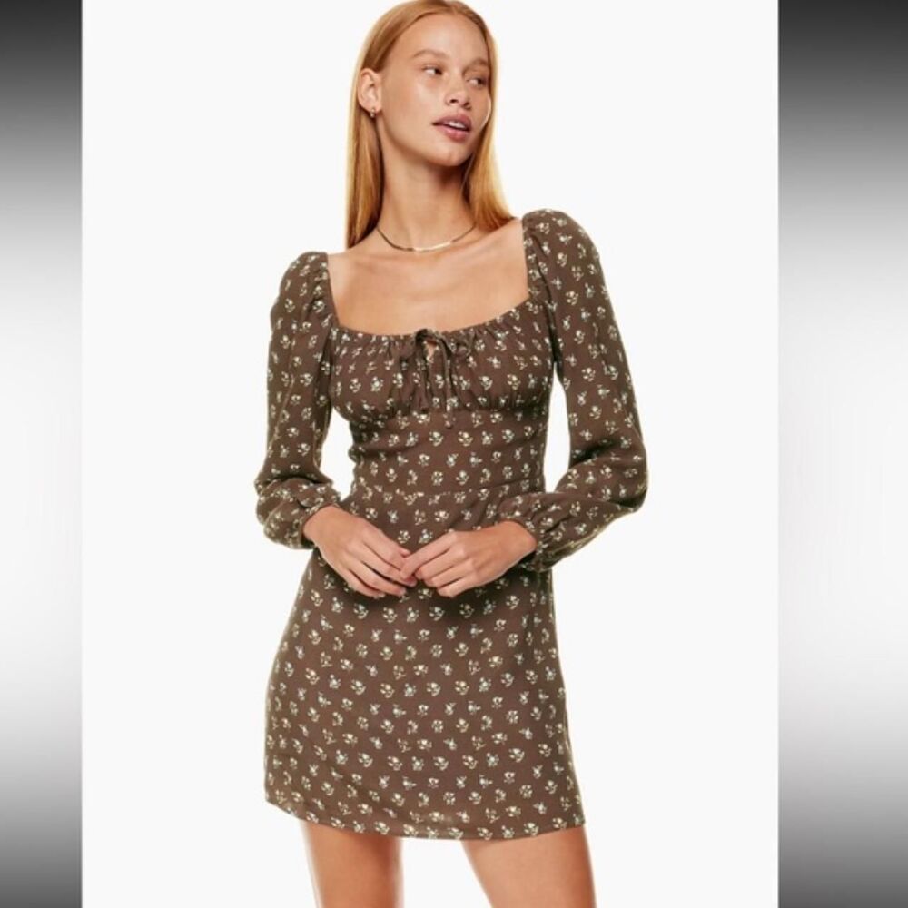 Aritzia Women's Brown and Green Dress